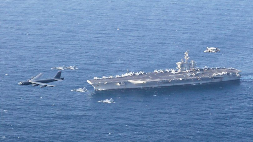 The USS Abraham Lincoln had a fighter jet shoot down an Iranian drone acting "aggressively" near it. (AP PHOTO)