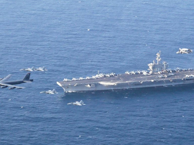 The USS Abraham Lincoln had a fighter jet shoot down an Iranian drone acting "aggressively" near it. (AP PHOTO)