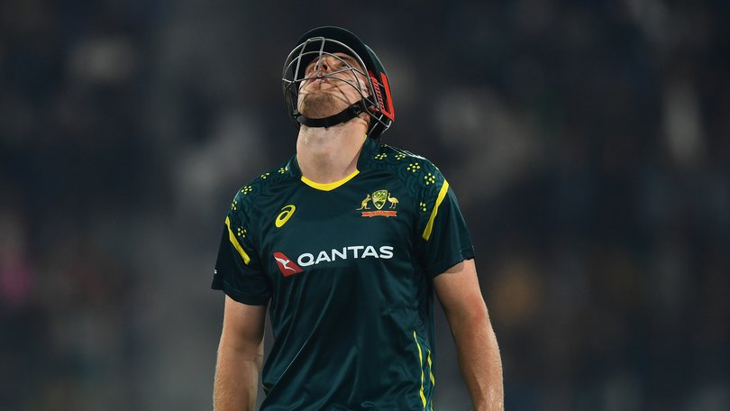 Cameron Green of Australia reacts after getting out during the T20 International match between Pakistan and Australia .
