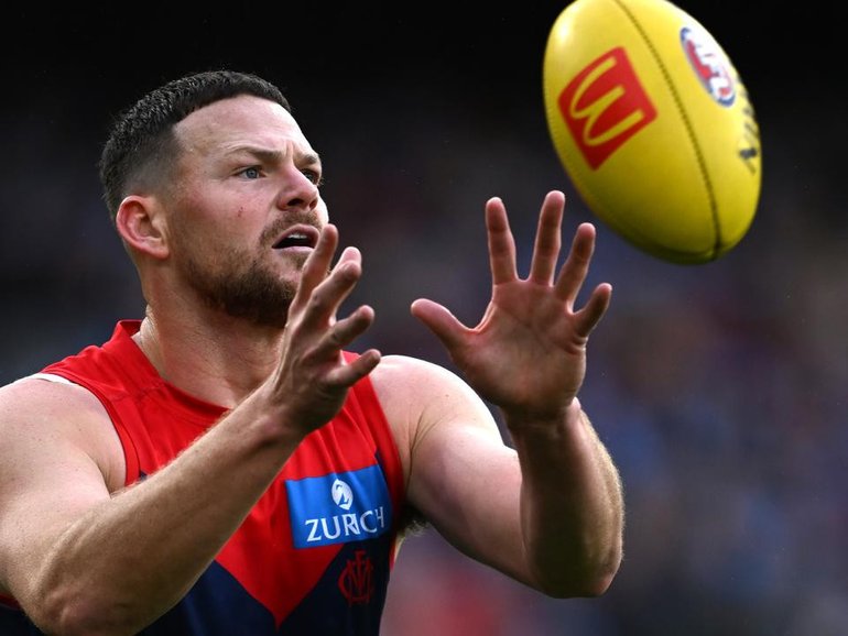 Veteran Melbourne defender Steven May is being investigated by the AFL's integrity unit. (Joel Carrett/AAP PHOTOS)