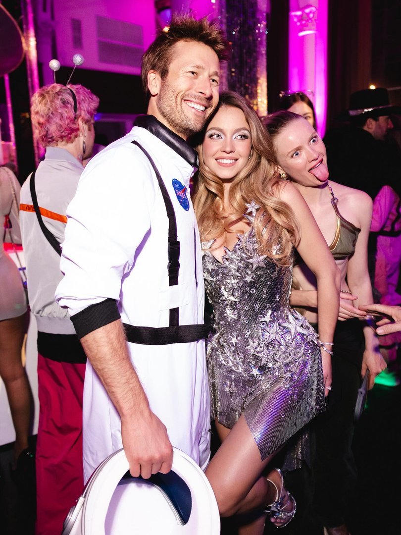 Glenn Powell at Sydney Sweeney’s space-themed birthday party.