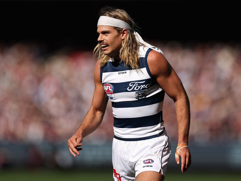 Bailey Smith of the Cats looks on during the AFL Grand Final.