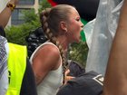 Grace Tame speaks at the Free Palestine rally in Sydney. 