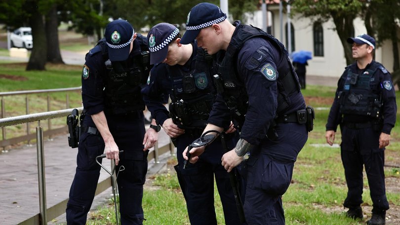 A major police presence is pictured at Bondi Beach as Israeli President Isaac Herzog visits Australia.