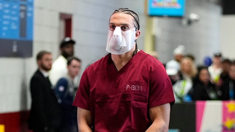 New England Patriots wide receiver Mack Hollins arrives at the stadium.