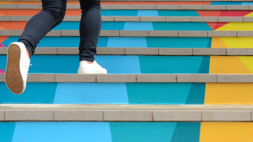 Stairs require balancing your entire body weight on one leg.