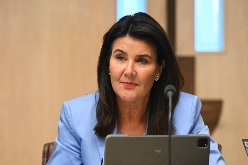 Liberal Senator Jane Hume reacts during Senate estimates at Parliament House in Canberra on Monday.