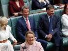 The Leader of the Opposition Sussan Ley sits in the House of Representatives with fellow front bench members Dan Tehan and Angus Taylor.