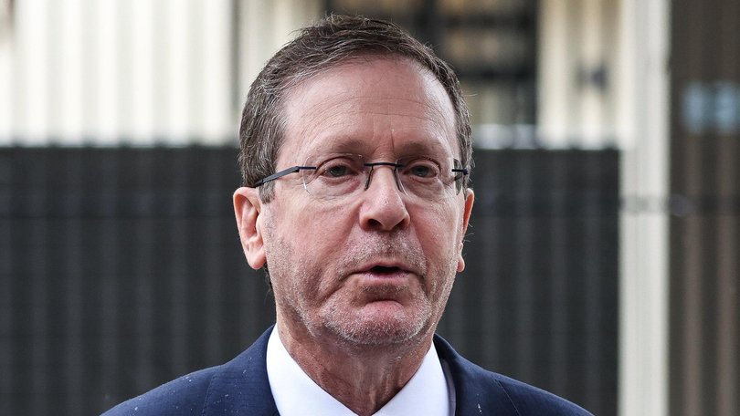 Israeli President Isaac Herzog addresses the media during a ceremony in Bondi Beach.