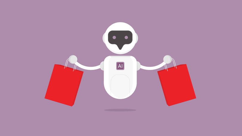 AI chatbot with shopping bag for AI Shopping Agent concept