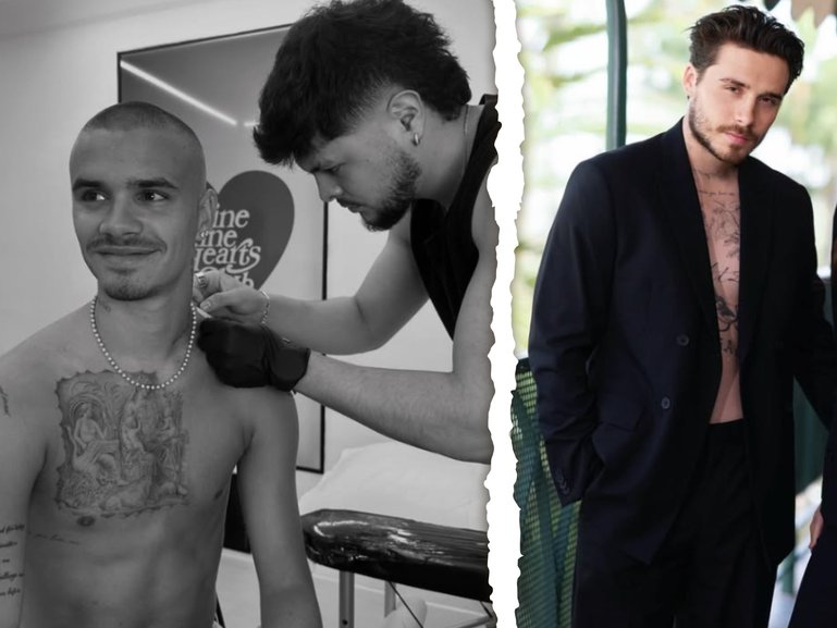 Romeo Beckham (left) got inked with a pointed message to his brother Brooklyn (right) this week.