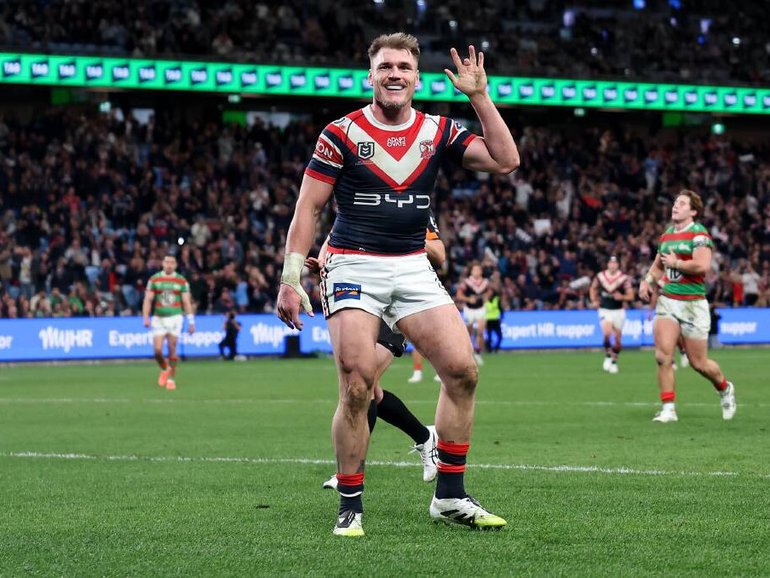 Angus Crichton in action for the Roosters. Getty