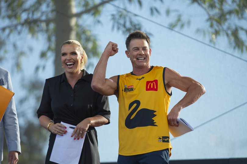 Pictures of the Channel 7 show called Origin Countdown, Perth. Abbey Holmes & Ben Cousins.