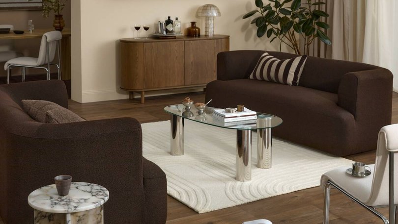 Consumer searches "chocolate sofas and chairs" were up by 165 per cent. Pic: Temple & Webster.