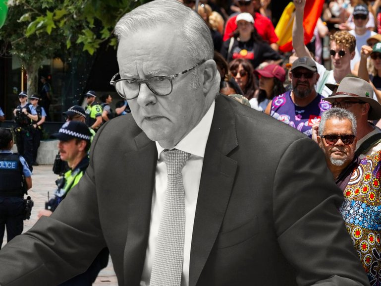 The Prime Minister used his speech to discuss the Invasion Day rally bomb scare in Perth. 