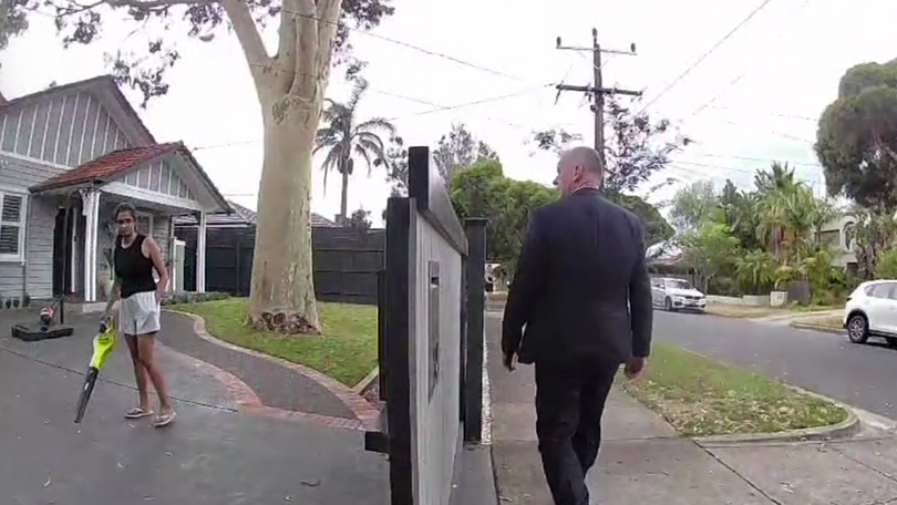 The tirade erupted over a leaf blower.