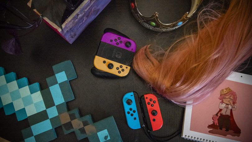 FILE — Minecraft memorabilia and Nintendo controllers in a home in Bolton, Ontario, Canada on July 7, 2022. Hate groups are using games and other online platforms to draw growing numbers of children to their causes, new data and dozens of interviews show. (Kiana Hayeri/The New York Times)


