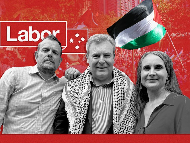 NSW Labor MPs Stephen Lawrence, Cameron Murphy & Sarah Kaine join huge Sydney rally against Herzog visit. supplied