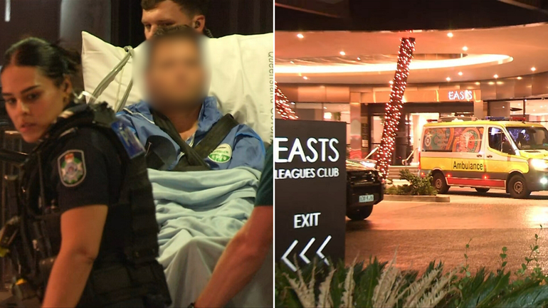 A kitchenhand has been charged after allegedly stabbing three people at the Easts Leagues Club.