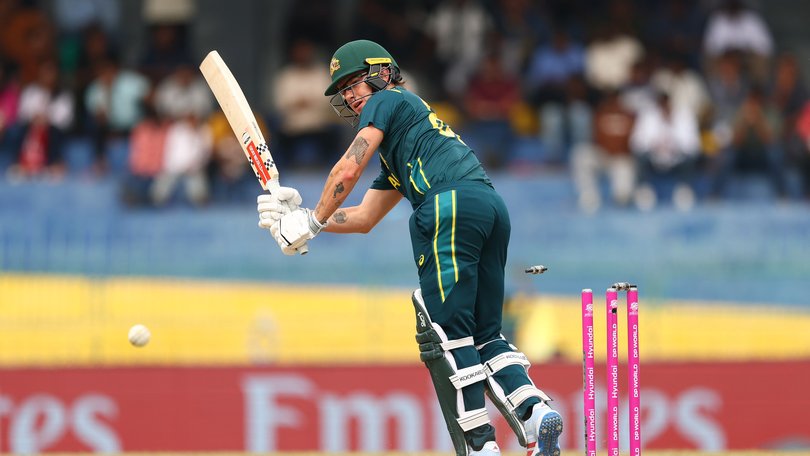Adam Zampa of Australia is bowled by Blessing Muzarabani.
