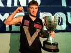Brent Harvey for Victoria in the rooms with the trophy and the E.J Whitten Medal after the State of Origin AFL match between Victoria and South Australia at the Melbourne Cricket Ground in Melbourne on May 29, 1999.