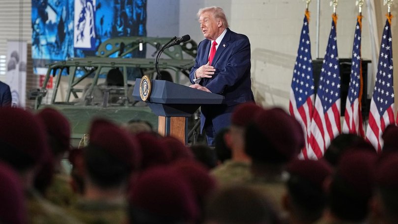 US President Donald Trump visited soldiers and their families at Fort Bragg base in North Carolina. (AP PHOTO)