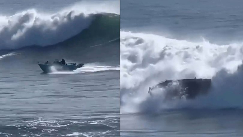 Family of six thrown into chaos as boat flips.