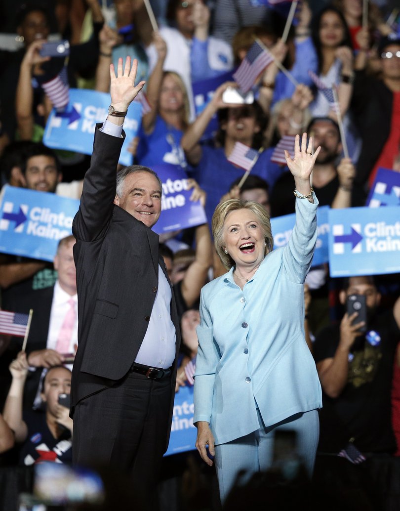 Hillary Clinton and Tim Kaine in 2016.