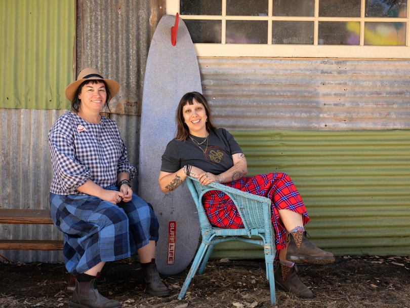 Western Australian Production Designer, Emma Fletcher and Western Australian Costume Designer Lien See Leong on the set of Breakers in Busselton, Western Australia