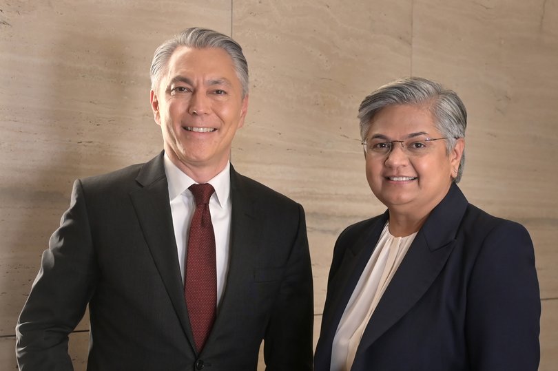 Mike Henry, chief executive officer of BHP, left, and Vandita Pant, chief financial officer, at the company's global headquarters in Melbourne, Australia, on Tuesday.