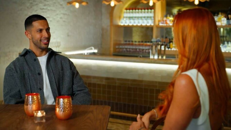 Tara-Lee Preston on the 2025 season of Married At First Sight alongside contestant Teejay Halkias. Picture Nine