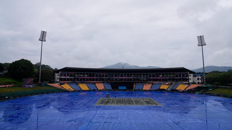 No play was possible in the Ireland-Zimbabwe tie at Pallekele due to rain, sending Australia out. (AP PHOTO)