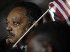 The Rev. Jesse Jackson, in Chicago's Grant Park on Nov. 4, 2008, sheds tears after learning that Barack Obama had won the presidency.
