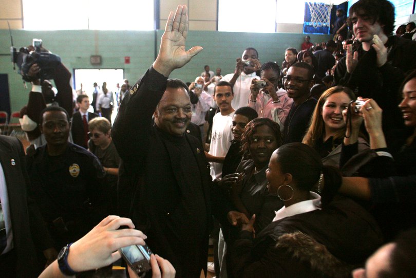 Rev. Jackson visits Central High School in Capitol Heights, Maryland, in 2007. MUST CREDIT: Mark Gail/The Washington Post