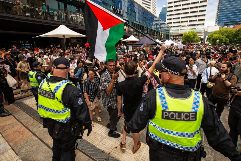 There was chaos at Perth's Invasion Day Rally after fears that an explosive device was thrown into the event. 