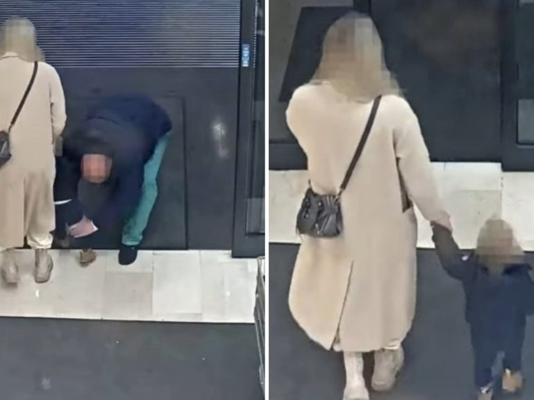 Shocking footage shows a man violently trying to snatch a one-year-old from her mother’s arms. WARNING: Distressing content.
