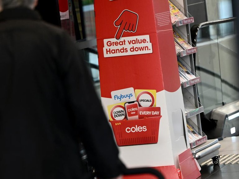 The "down down" campaign allowed more retail price cuts as supply costs rose, a Coles boss says. (Joel Carrett/AAP PHOTOS)