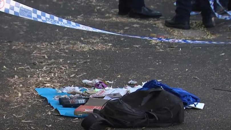 A backpack carried by the man was assessed by the Bomb Response Unit but no suspicious device was located, police said in a statement. Picture: 9News