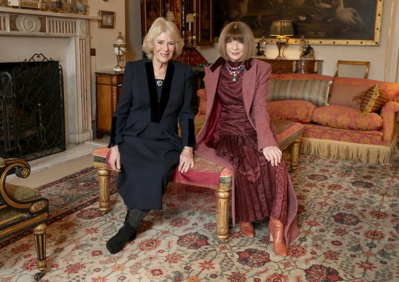 Queen Camilla with Dame Anna Wintour, right. (Photo by Chris Jackson/Getty Images)