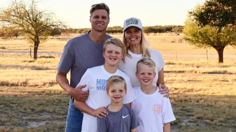 Nick Riewoldt with his wife, Cath, and three boys, James, Will and Teddy.