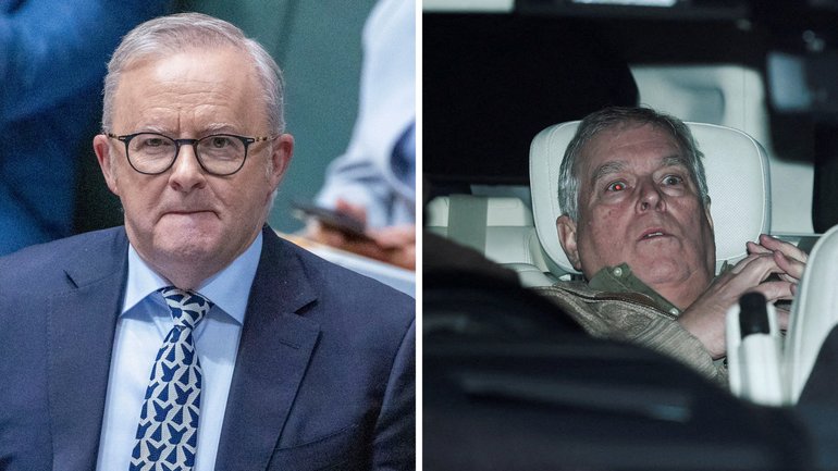 Anthony Albanese says Andrew Mountbatten-Windsor has suffered an 'extraordinary fall from grace'.