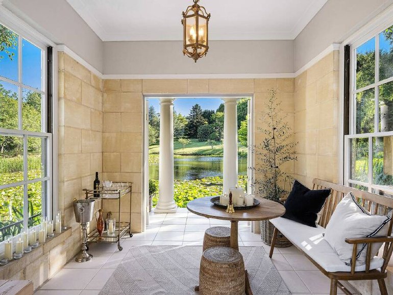 The pavilion by the lake is the ultimate romantic retreat.