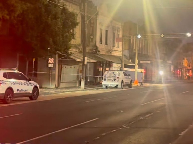 Two young men have been left with serious injuries after they were stabbed on a Melbourne street in the early hours of Sunday.