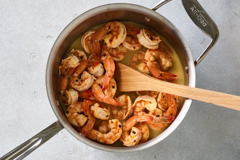 Butter-poached prawns with dill mayonnaise in New York, March 8, 2023. Food styled by Barrett Washburne. (James Ransom/The New York Times)
