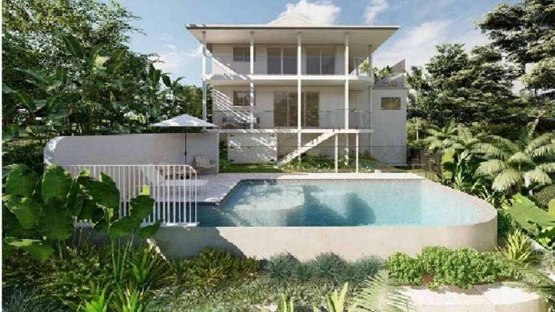 A rendered image of the in-ground swimming pool at Sandilands' Central Coast holiday home. Picture SiteDesign + Studios