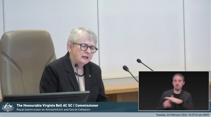 Virginia Bell  speaks at the Royal Commission in Sydney today.