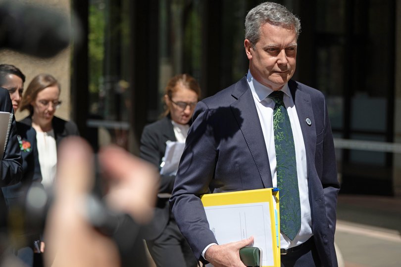 Richard Lancaster leaves the royal commission at the Law Courts Building, Sydney.