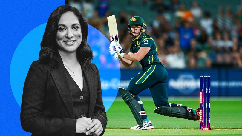 Grace Harris steps on her stumps.