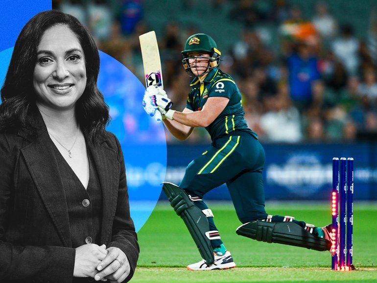 Grace Harris steps on her stumps.