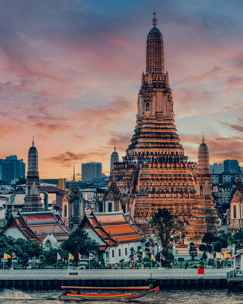 Chinatown at dusk, Bangkok Thailand. A temple in Thailand. 